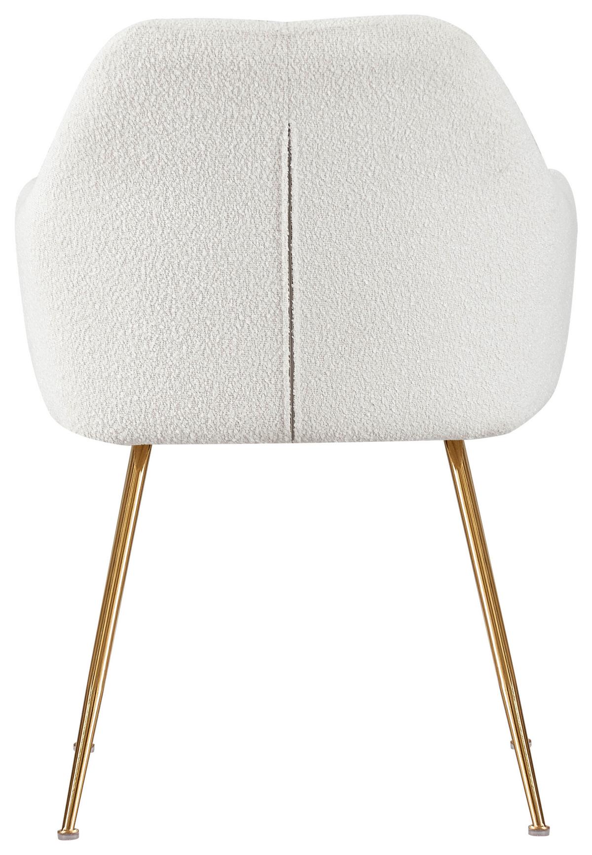 Karosszék Sara - krémszínű/aranyszínű, Modern, textil/fém (57/81,5/61cm) - MID.YOU