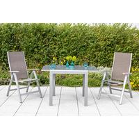 Gartenklappsessel 2er-Set Taupe verstellbar - Taupe/Silberfarben, KONVENTIONELL, Textil/Metall (60/108/70cm) - Gardenson