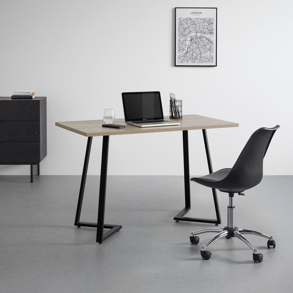 Schreibtisch Carolina Eichefarben MDF ca. 120x60 cm - Eichefarben/Schwarz, MODERN, Metall (120/60/75cm) - Bessagi Home