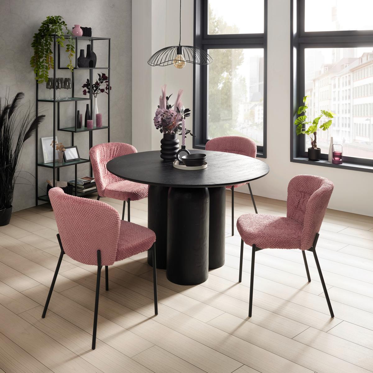 Esstisch Paris Schwarz MDF mit Gipsputz Finish - Schwarz, MODERN, Holzwerkstoff (120/120/76cm) - Mömax
