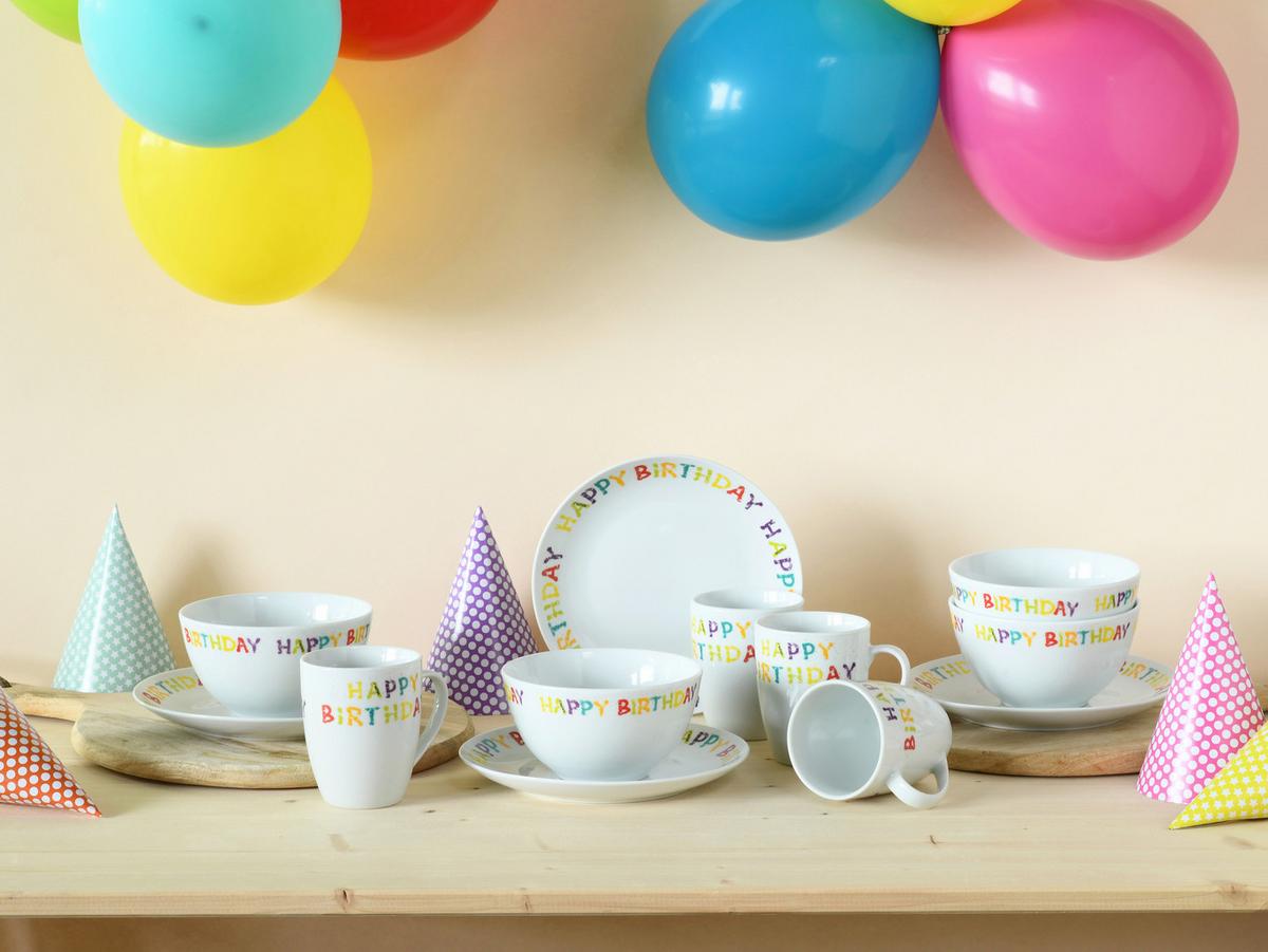 Servis Za Zajtrk Happy Birthday, 12-Delni - večbarvno, Basics, keramika - Creatable