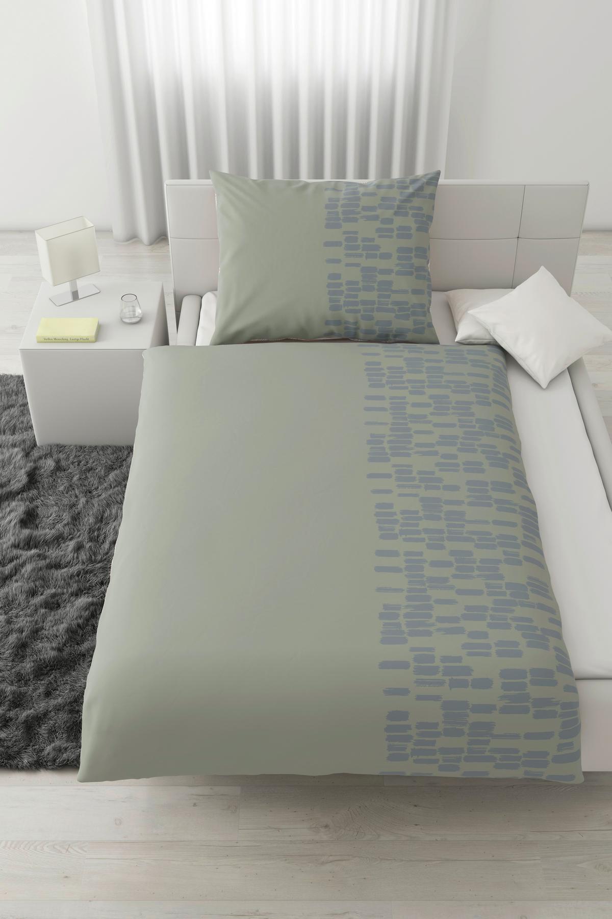 Posteljina Brush Strokes 140x200/60x80 Cm - siva, tekstil (140/200cm) - Modern Living