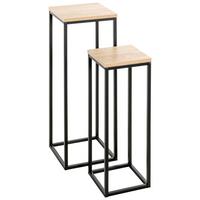 ZESTAW STOLIKÓW BOCZNYCH WATFORD - kolor dębowy/czarny, Trend, materiał drewnopochodny/metal (19-23/19-23/54-67cm)