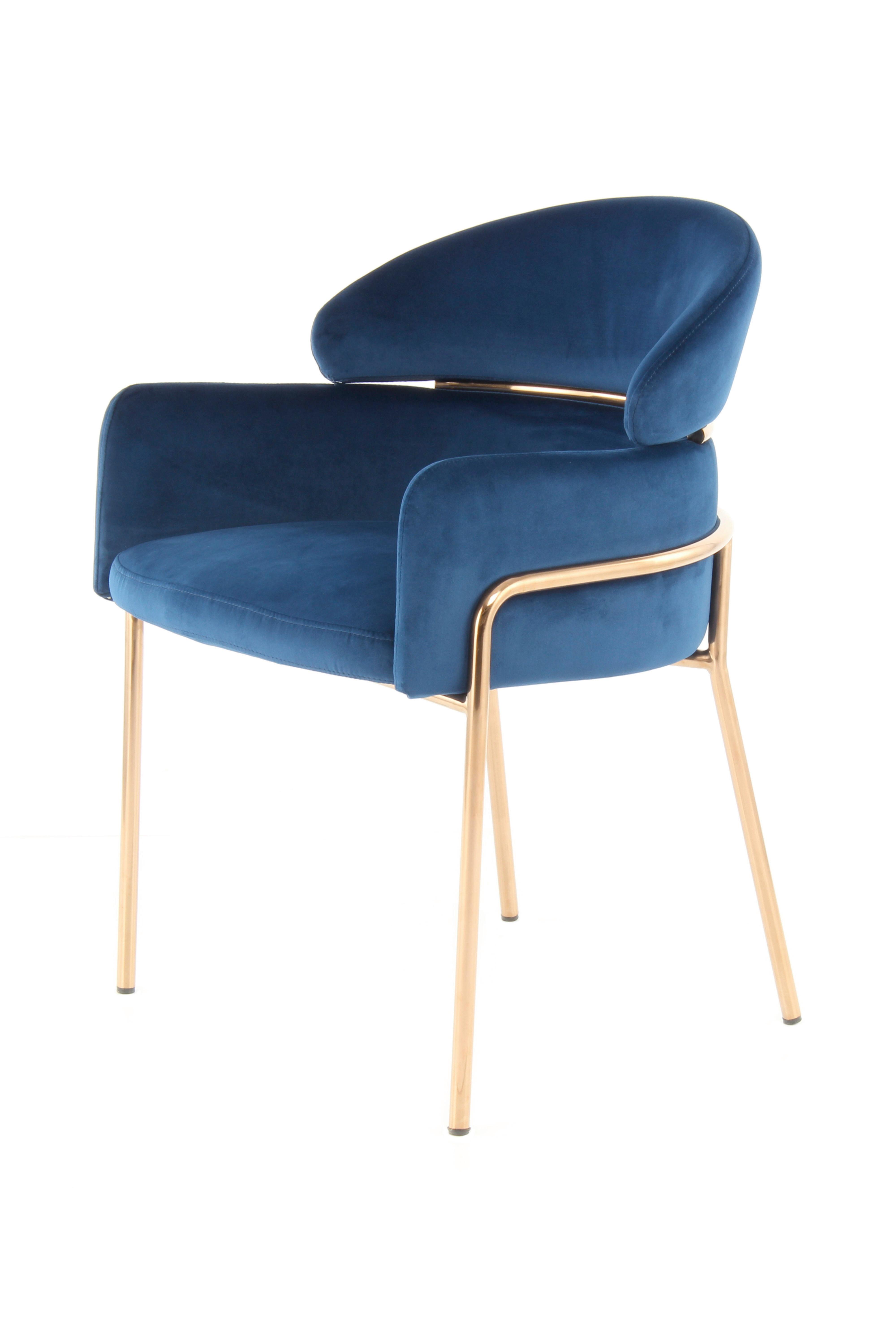 Karosszék Vnzpv-Blu - aranyszínű/kék, Modern, műanyag/textil (58/79/57cm) - Kayoom