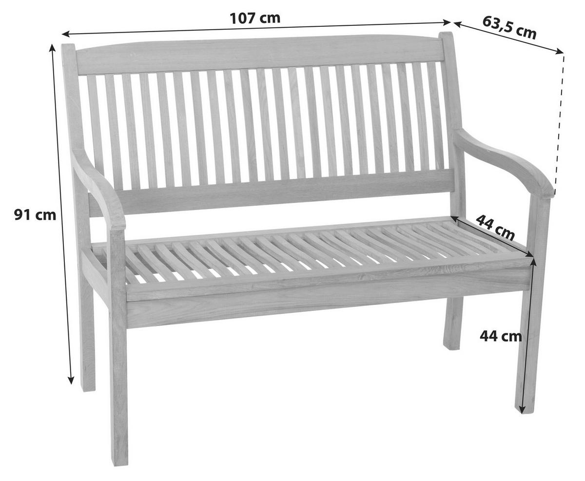 Gartenbank Maracaibo Naturfarben Echtholz - Naturfarben, KONVENTIONELL, Holz (107/91/63,5cm) - Gardenson