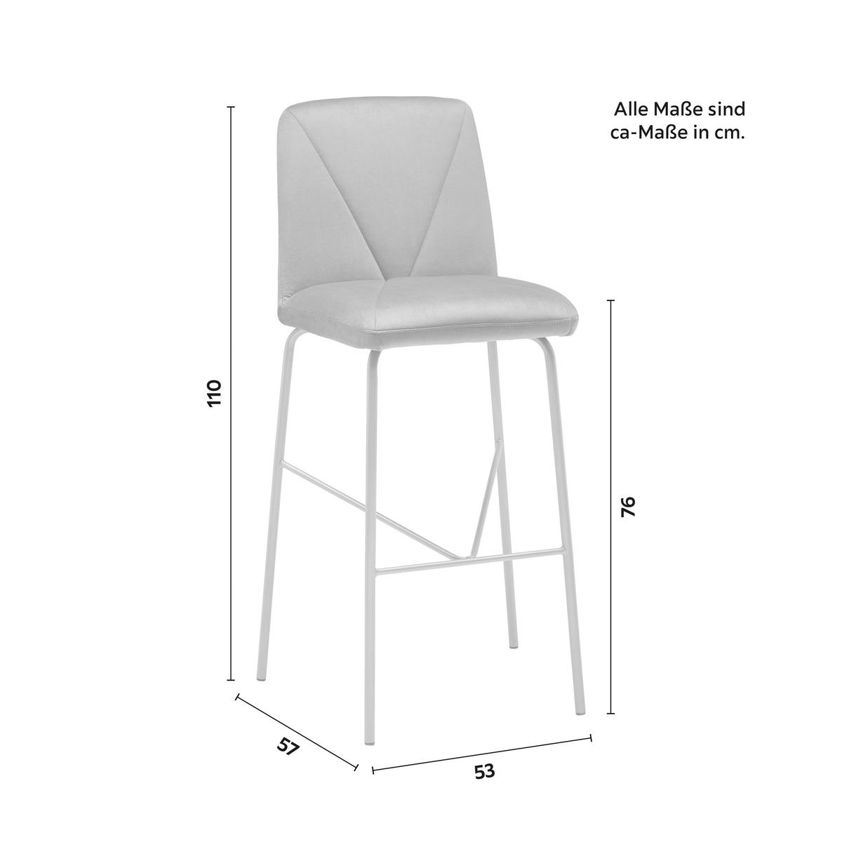 Barhocker  Tara Grau Samt Gepolstert - Champagner/Grau, MODERN, Holz/Textil (53/110/57cm) - Bessagi Home