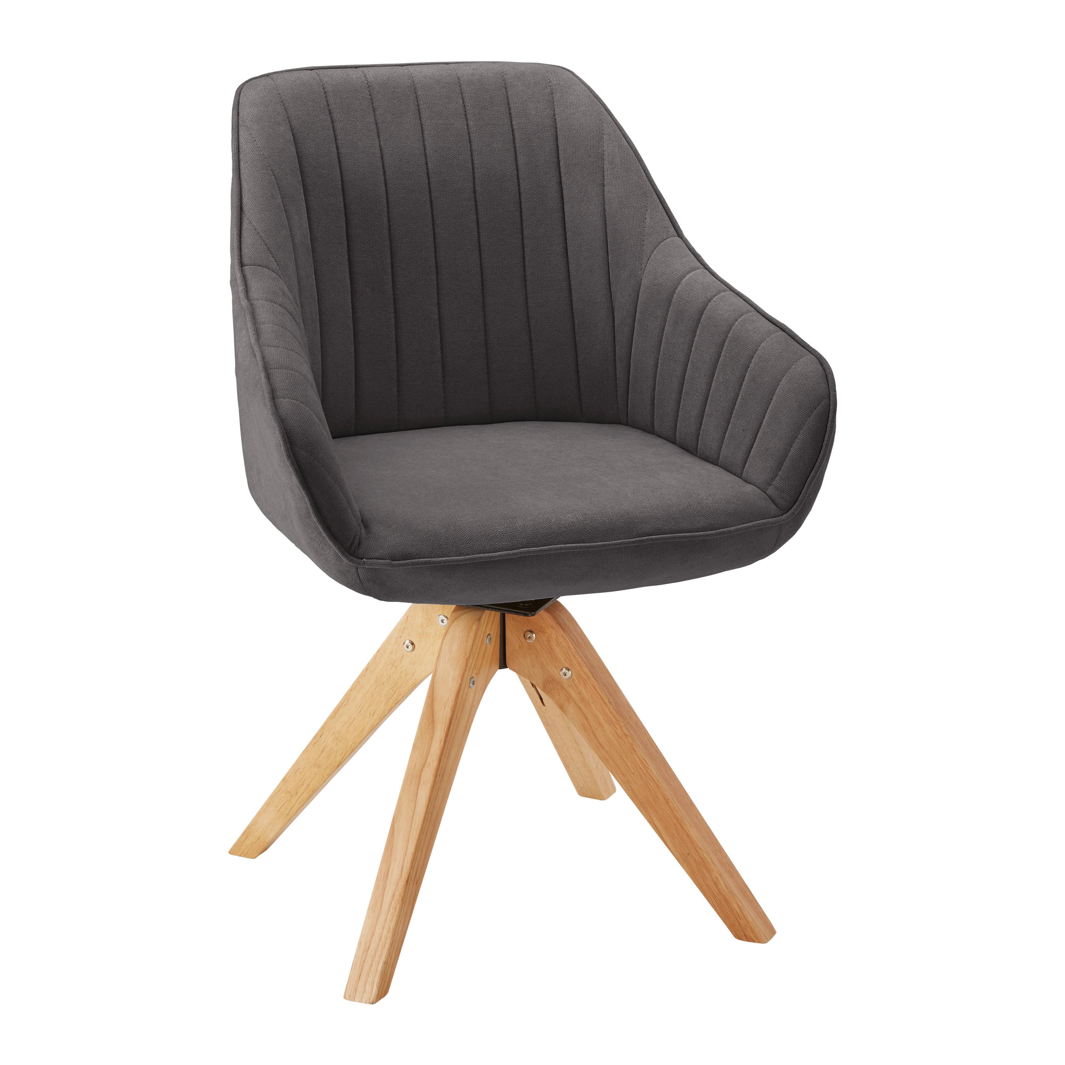 Armlehnstuhl Leonie Grau Webstoff Drehbar Gepolstert - Eichefarben/Grau, MODERN, Holz/Textil (60/84/61cm) - Bessagi Home