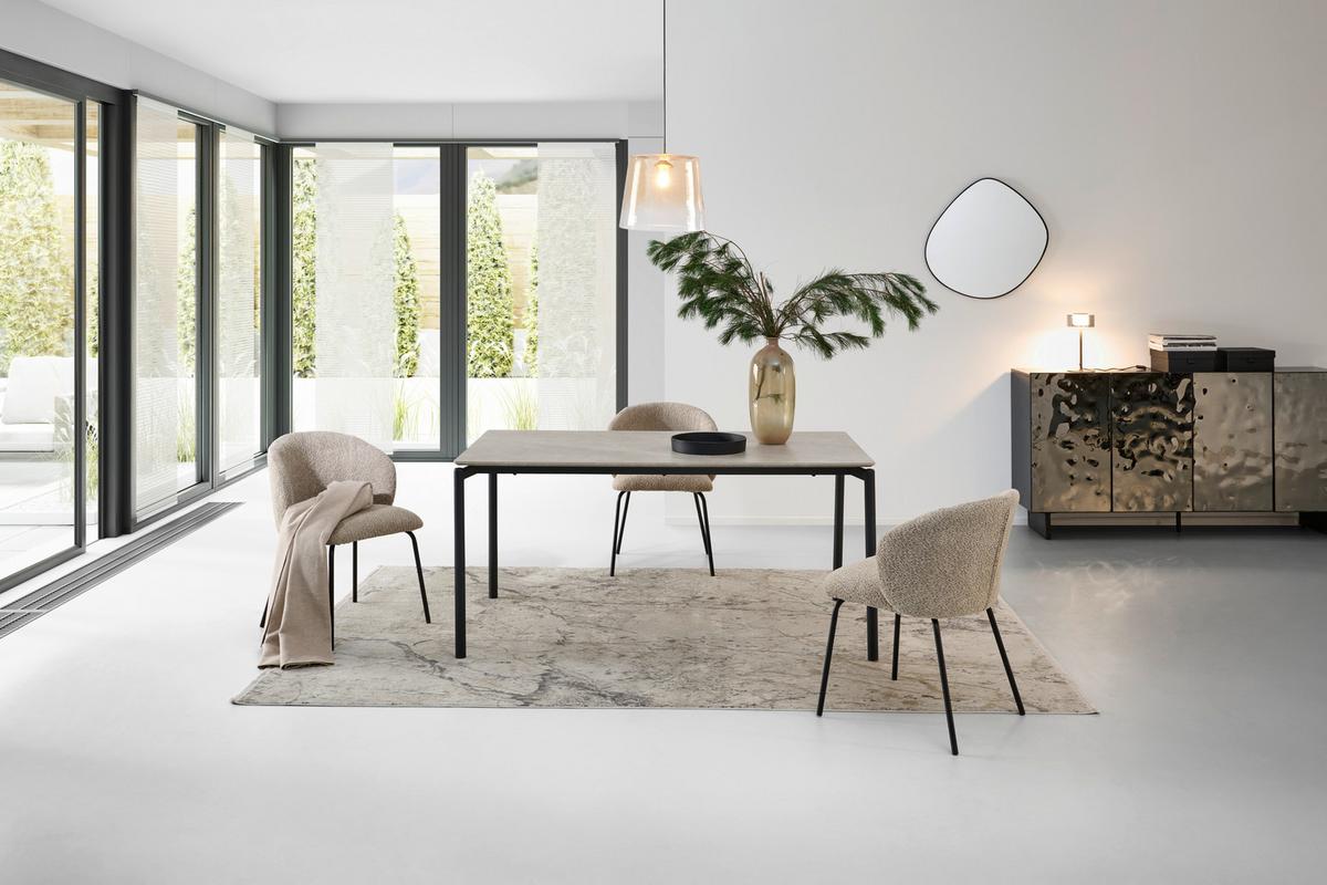 Jedilna Miza Lean, Siva, 160x90 - siva/črna, Konvencionalno, kovina/leseni material (160/90/76cm) - P & B