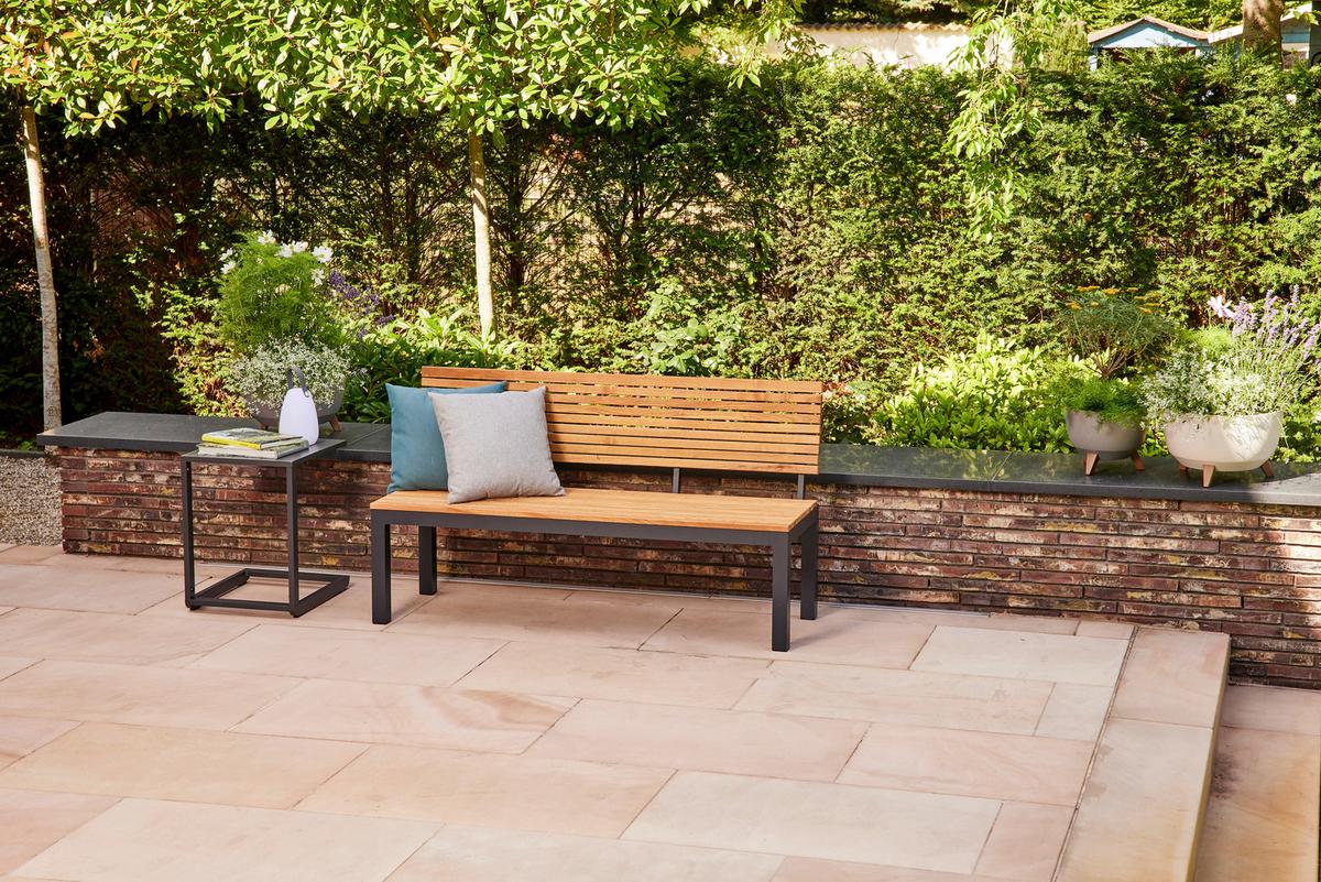 GARTENBANK N86393 - Anthrazit/Robinienfarben, KONVENTIONELL, Holz/Metall (146/84/57,5cm) - Siena Garden