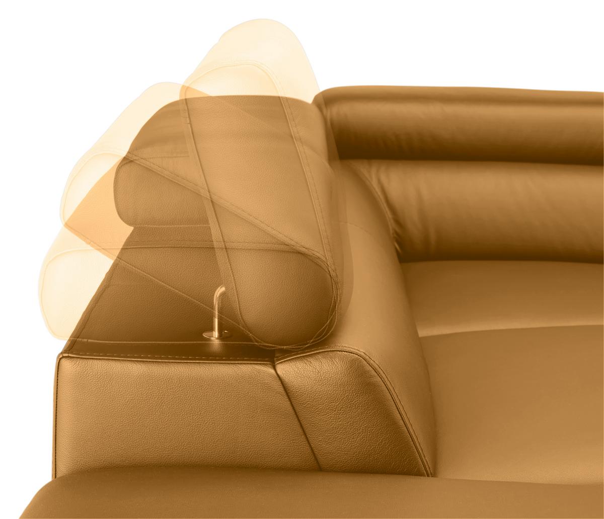 Wohnlandschaft Carmen links Senfgelb - Senfgelb/Schwarz, MODERN, Leder/Holz (292/72/226cm) - Premium Living
