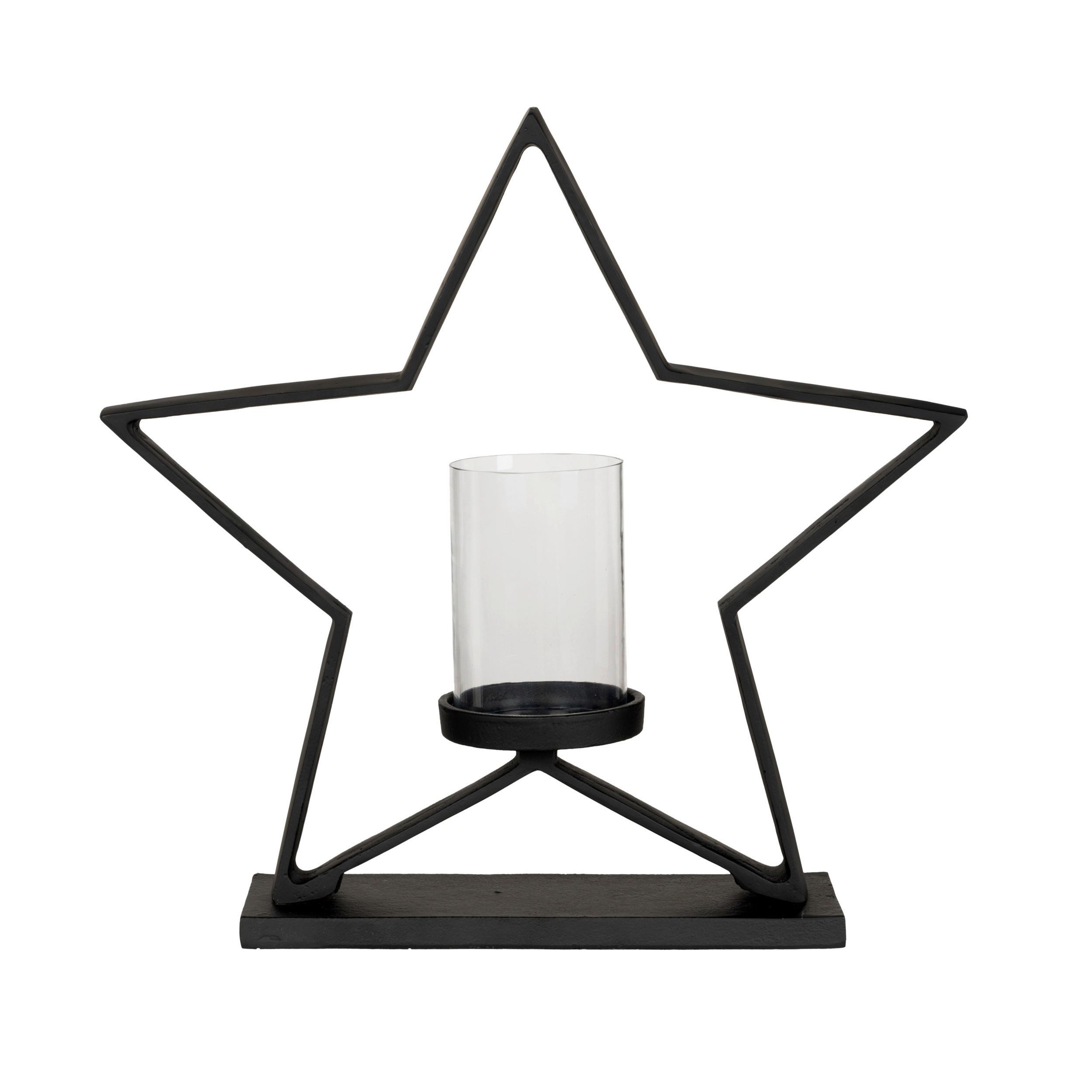 Kerzenhalter Mukayle Klar/Schwarz - Klar/Schwarz, LIFESTYLE, Glas/Metall (47/11,5/46cm)