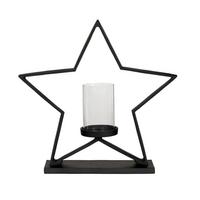Kerzenhalter Mukayle Klar/Schwarz - Klar/Schwarz, LIFESTYLE, Glas/Metall (47/11,5/46cm)