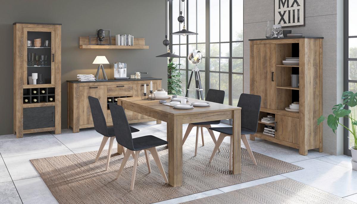 Vitrină RAPALLO - castaniu, Modern, sticlă/material pe bază de lemn (74/191,1/38,5cm) - Modern Living