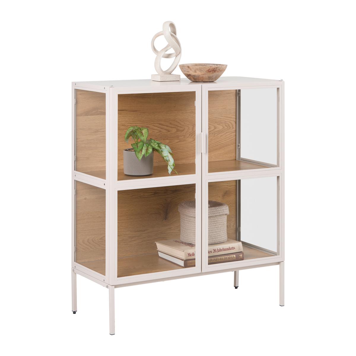 Vitrine Amy Eichefarben/Beige - Eichefarben/Beige, Modern, Glas/Holzwerkstoff (80/93,5/35cm) - Mömax