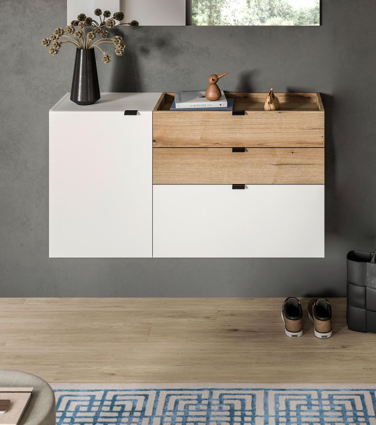 Komoda Naro, Bela, Barva Hrasta - črna/bela, Design, kovina/leseni material (120/64/37cm) - Livetastic