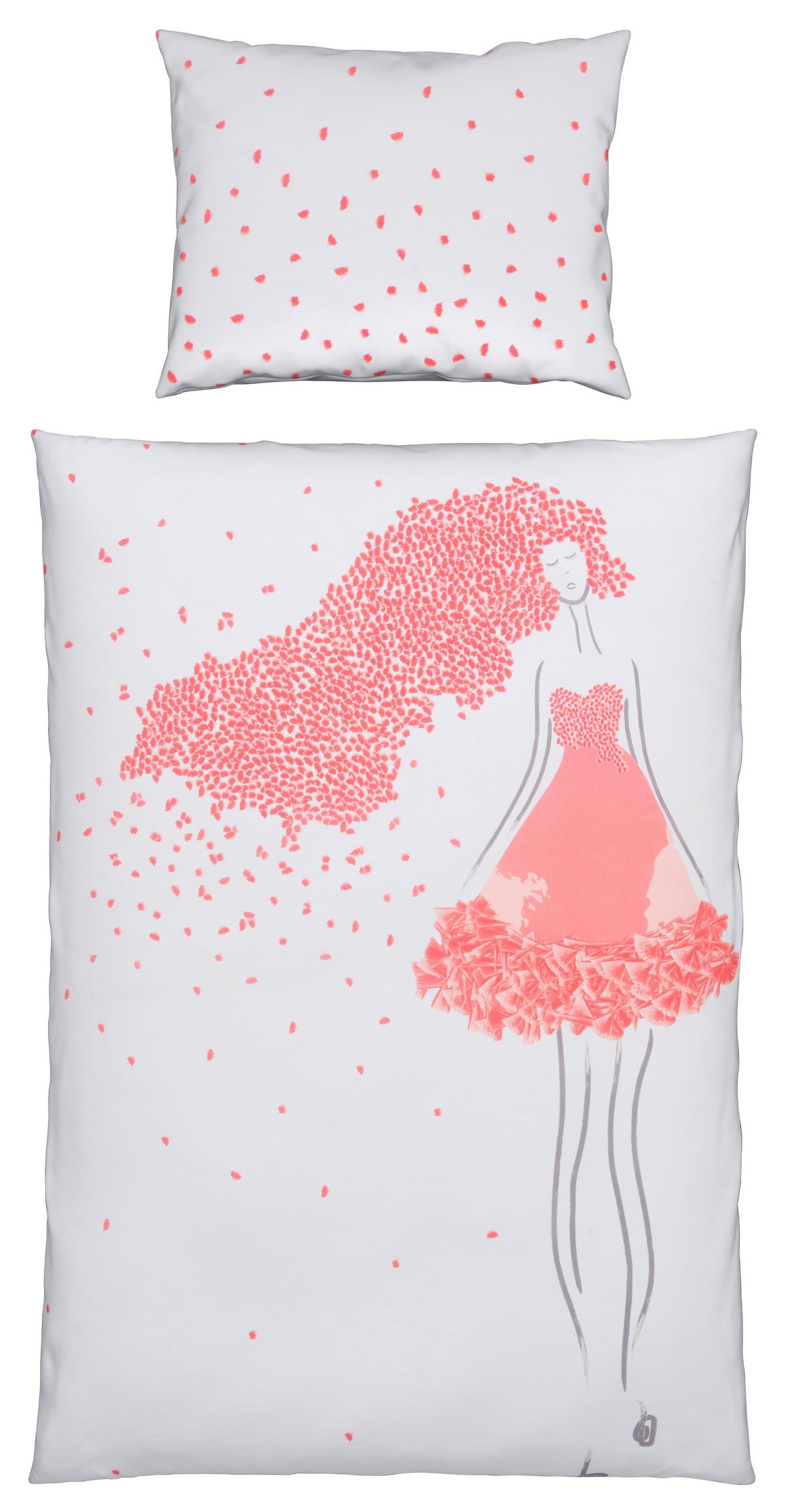 POŚCIEL DWUSTRONNA OPHELIA - różowy/biały, Romantik / Landhaus, tkanina (135/200cm) - Bessagi Home