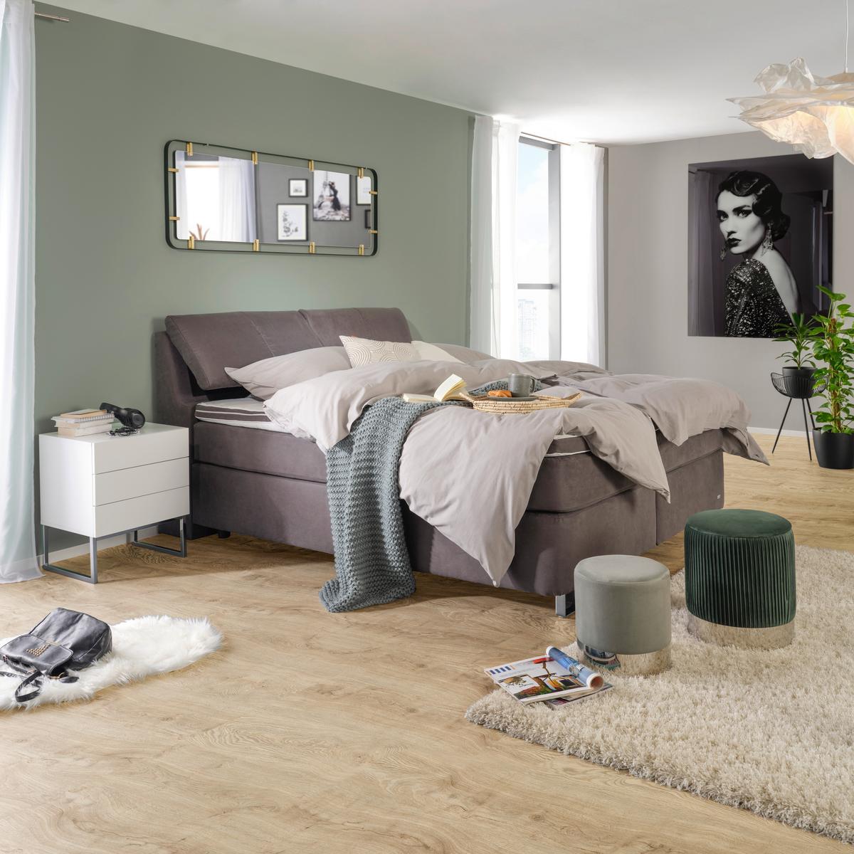 Boxspringbett Tabea Anthrazit ca. 180x200cm - Anthrazit/Alufarben, KONVENTIONELL, Karton/Naturmaterialien (180/200cm) - Premium Living