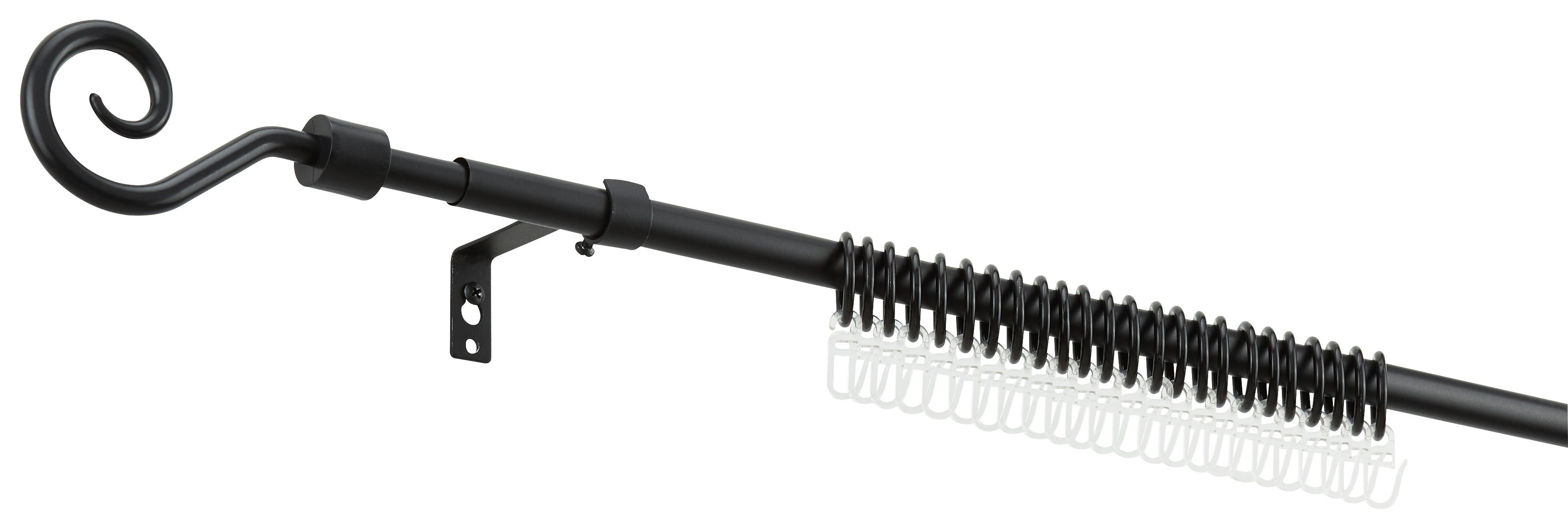Vorhangstangenset Black Night ca. 130-240cm - Schwarz, Kunststoff/Metall (130-240cm) - Based