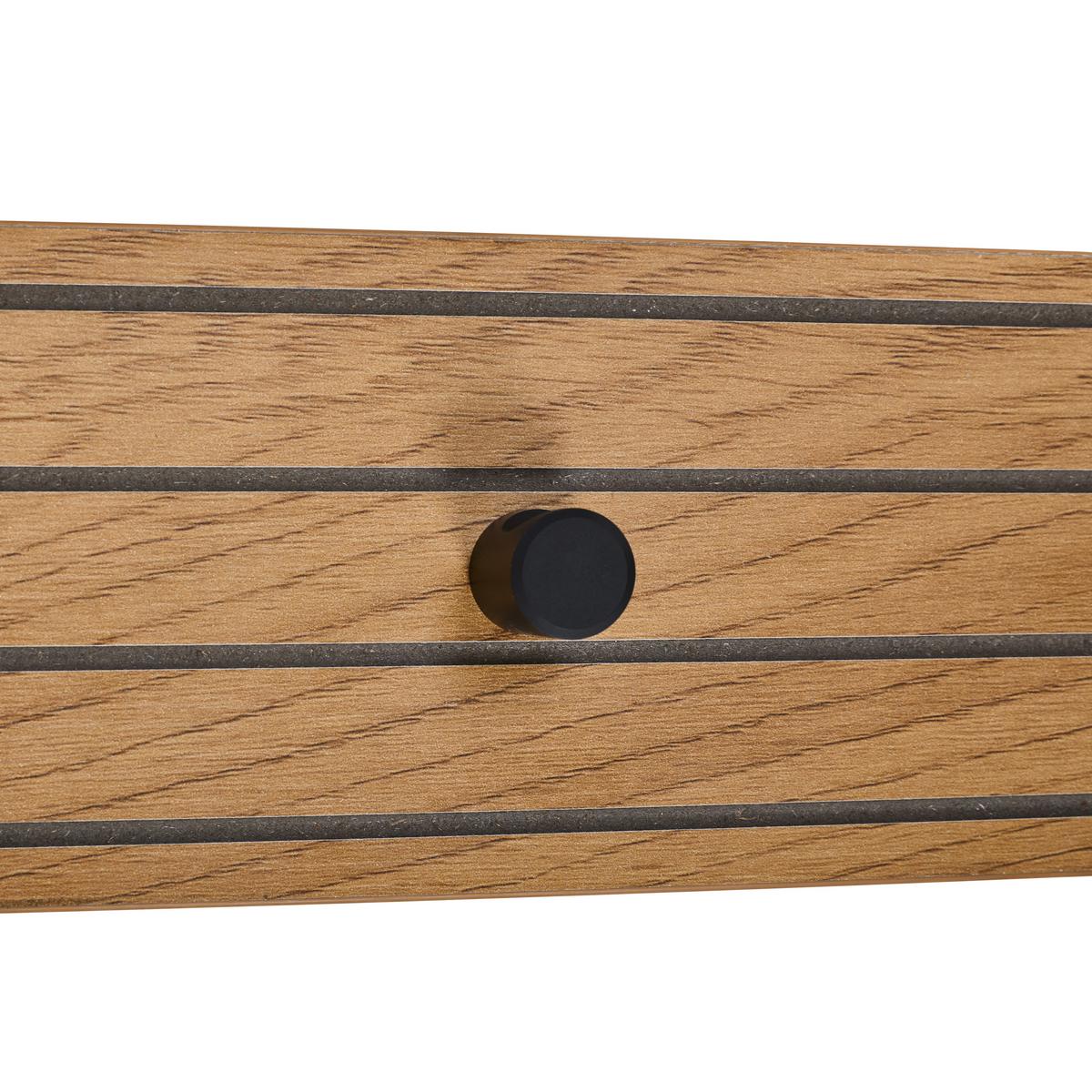 LISTWA Z WIESZAKAMI LINE - kolor dębowy/czarny, Design, materiał drewnopochodny/metal (80/9/1,5cm) - Carryhome