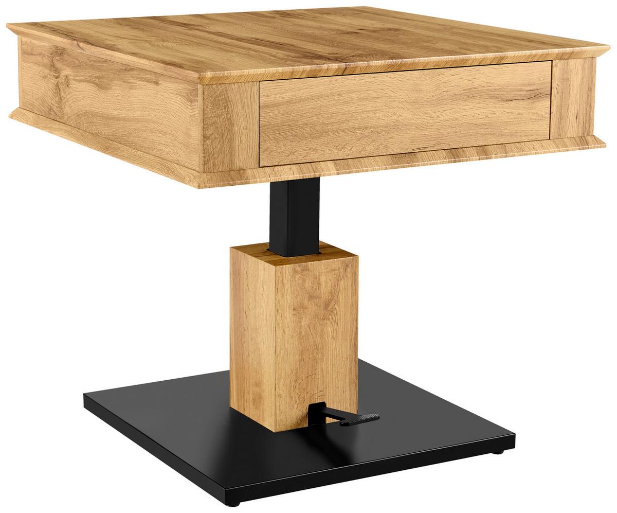 STOLIK KAWOWY RAJANA - kolor dębowy/czarny, Design, materiał drewnopochodny/metal (70/70/46,5-66cm) - Carryhome