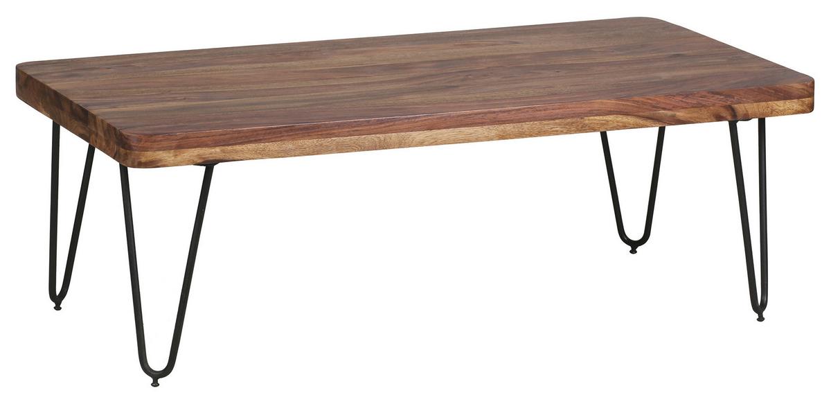 Couchtisch "Bagli" ca. 115x60 cm, aus Sheesham - Sheeshamfarben/Schwarz, Design, Holz/Metall (115/60/40cm) - MID.YOU