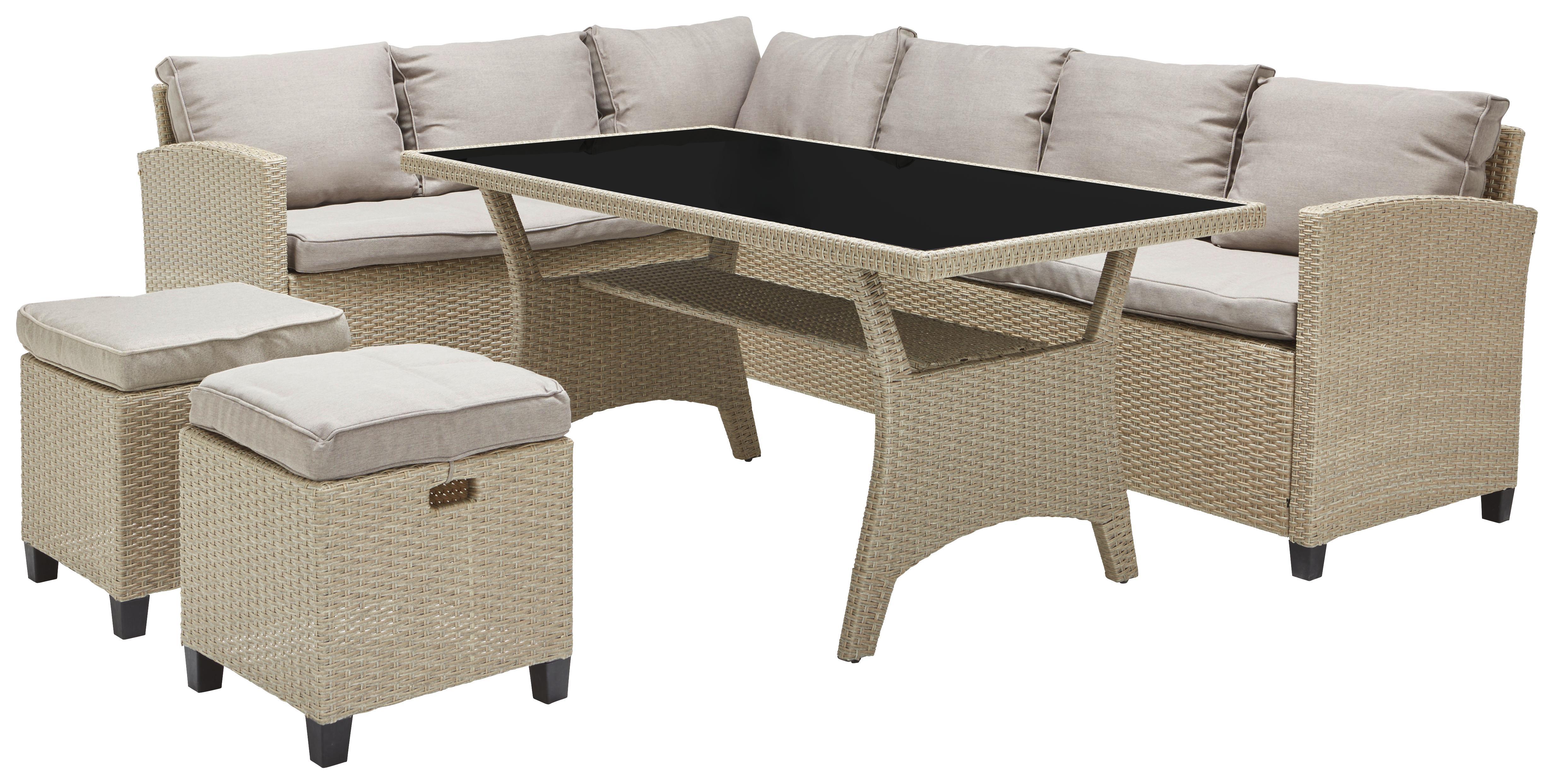 Loungegarnitur Liow in Beige - Beige/Schwarz, Glas/Kunststoff (175/235cm) - Mömax modern living