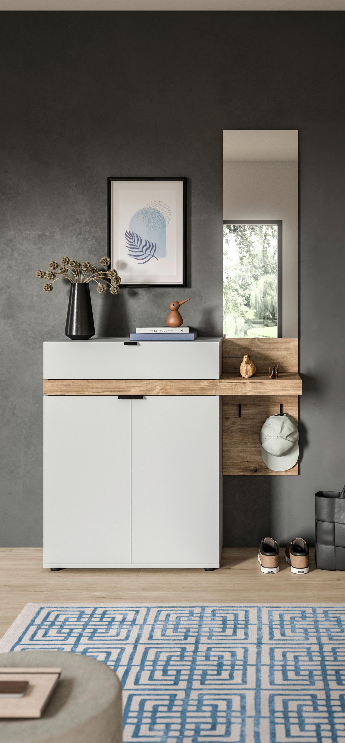 Predsoba Naro, Siva, Barva Hrasta, 2-Delna - siva/temni hrast, Design, leseni material (110/194/37cm) - Livetastic