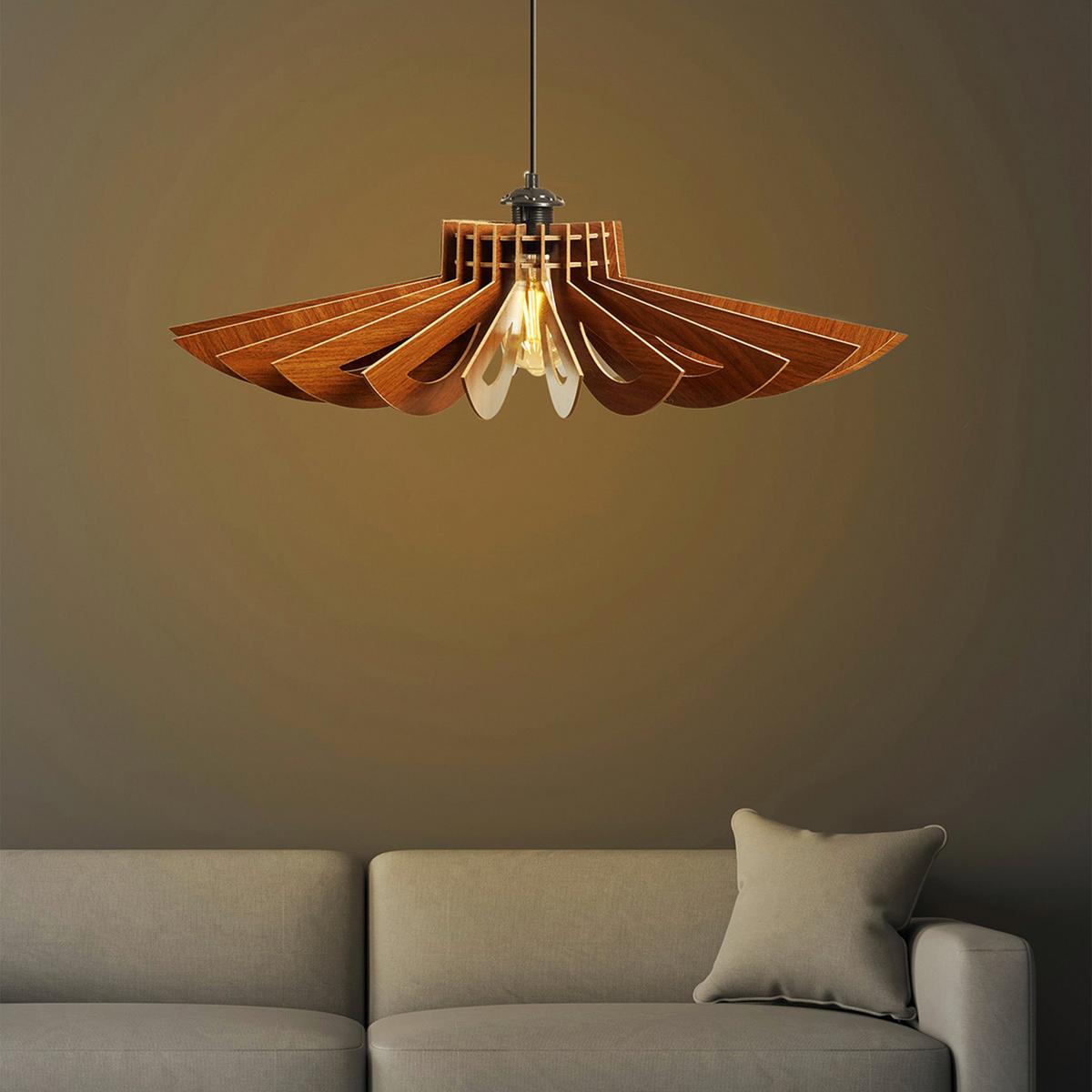 LAMPA SUFITOWA 3808007401 - kolor orzecha włoskiego, Trend, drewno (68/68/50cm) - P & B