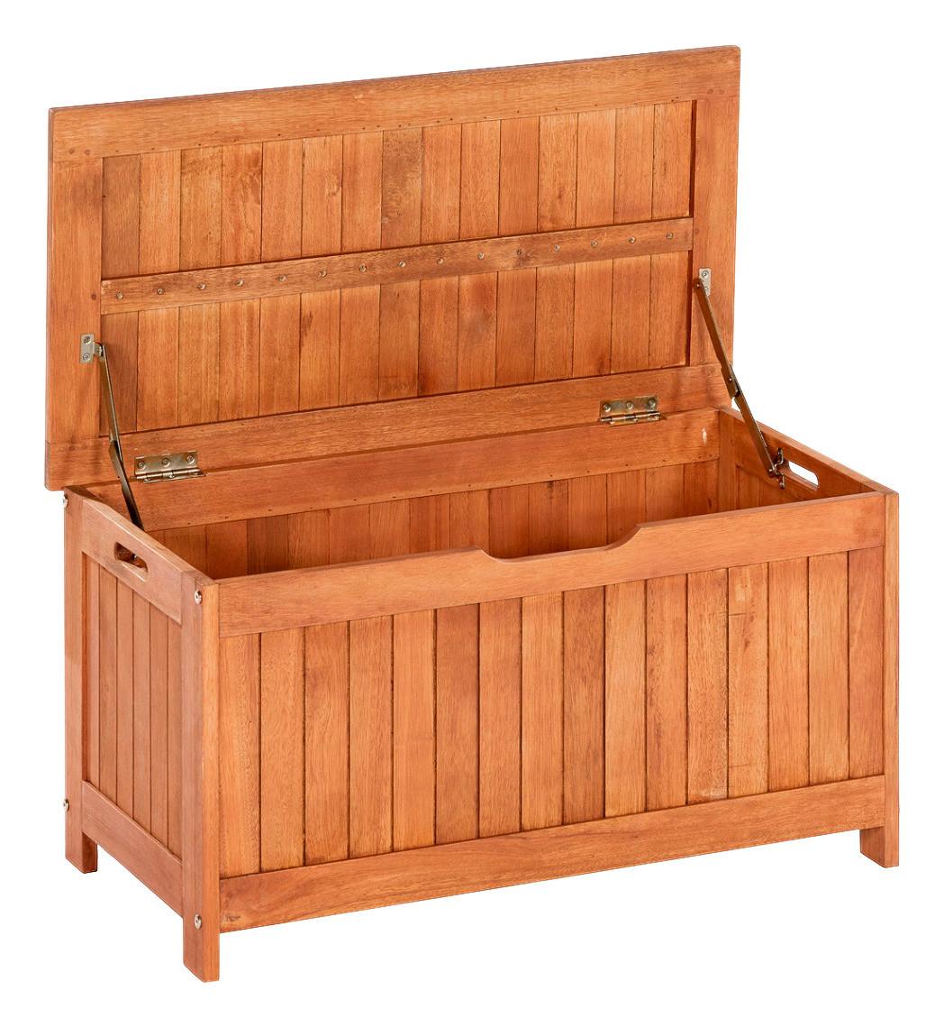 Kissenbox BxHxT: 88x45x45 cm Echtholz - Naturfarben, ROMANTIK / LANDHAUS, Holz (88/45/45cm) - Gardenson