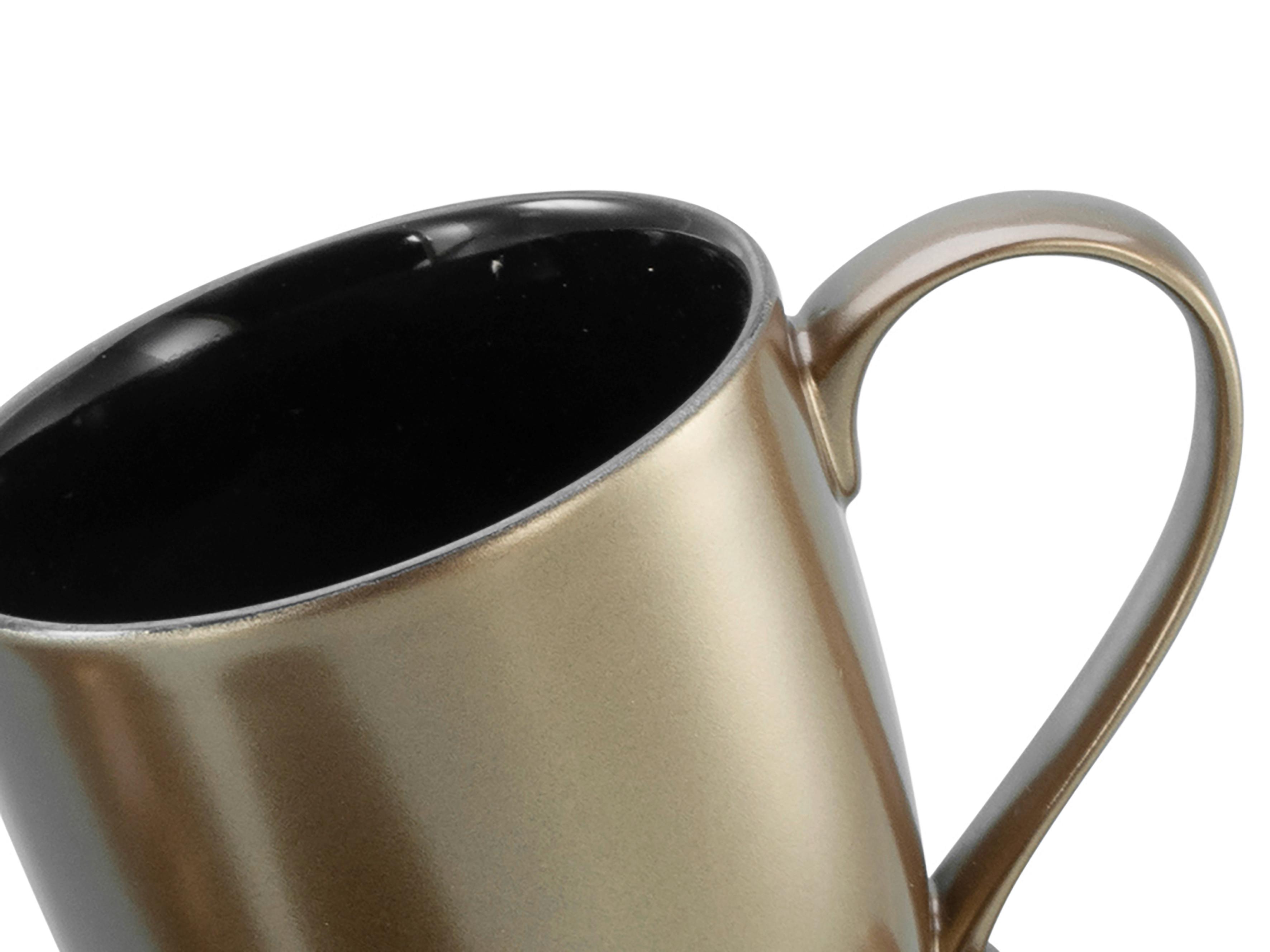 Set Skodelic Golden Days Black, 6-Delni - zlate barve/črna, Basics, keramika (300ml) - Creatable