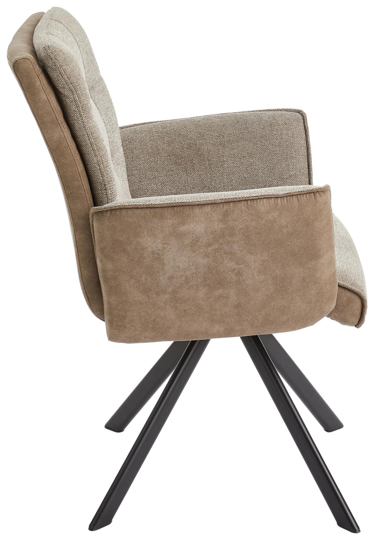 KRZESŁO Z PODŁOKIETNIKAMI FRIDA - czarny/szary, Modern, metal/drewno (61/91/64cm) - Livetastic