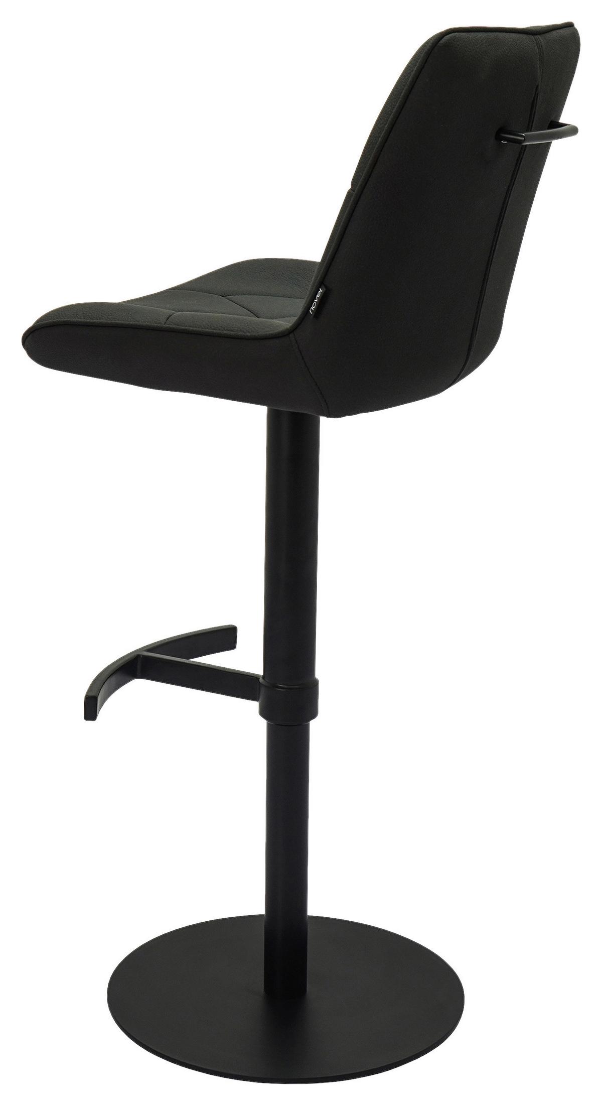 STOŁEK BAROWY HENRY - czarny, Design, metal/tkanina (44/97-114,5/54,5cm) - Novel