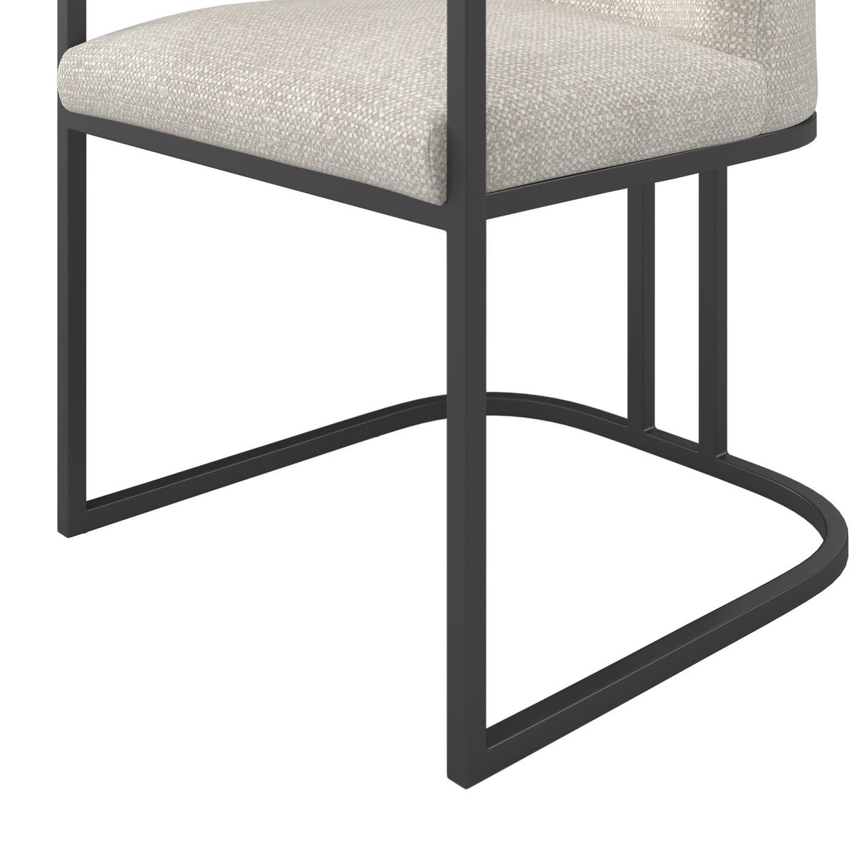 Armlehnstuhl Amara Hellgrau Webstoff Gepolstert - Hellgrau/Schwarz, MODERN, Holz/Textil (55/81,5/60cm) - Bessagi Home
