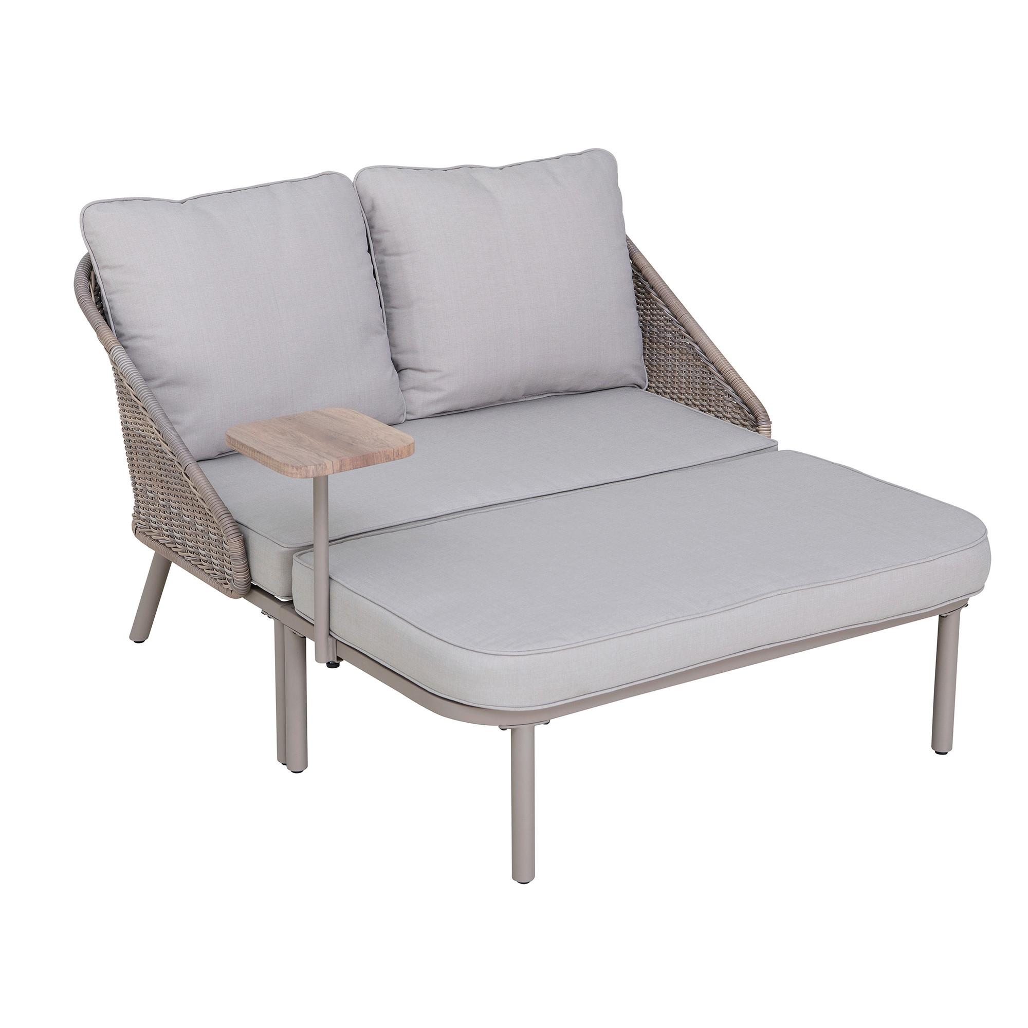 Doppelliege Tagesbett Porto Grau/Naturfarben - Naturfarben/Grau, Basics, Holz/Kunststoff (142/82/128cm) - Modante