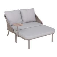 Doppelliege Tagesbett Porto Grau/Naturfarben - Naturfarben/Grau, Basics, Holz/Kunststoff (142/82/128cm) - Modante