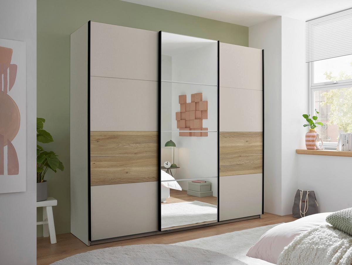 Ormar S Kliznim Vratima Tessona - bijela/kašmir, Trend, staklo/drvni materijal (215/204/63cm) - Modern Living