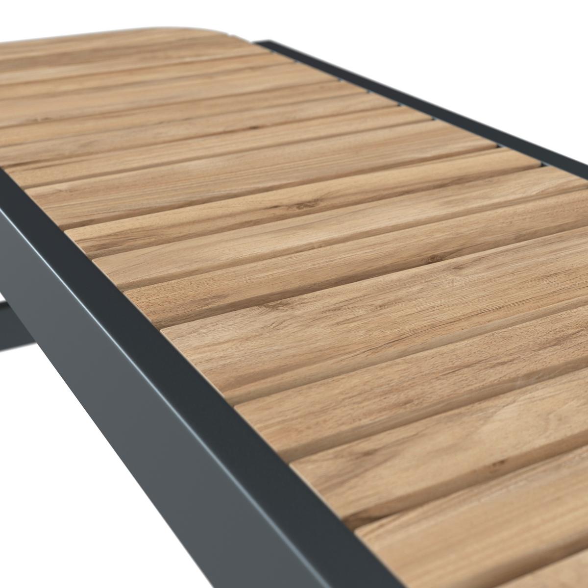 Gartenbank Marlo Schwarz Akazie - Akaziefarben, MODERN, Holz/Metall (126/47/40cm) - Bessagi Garden