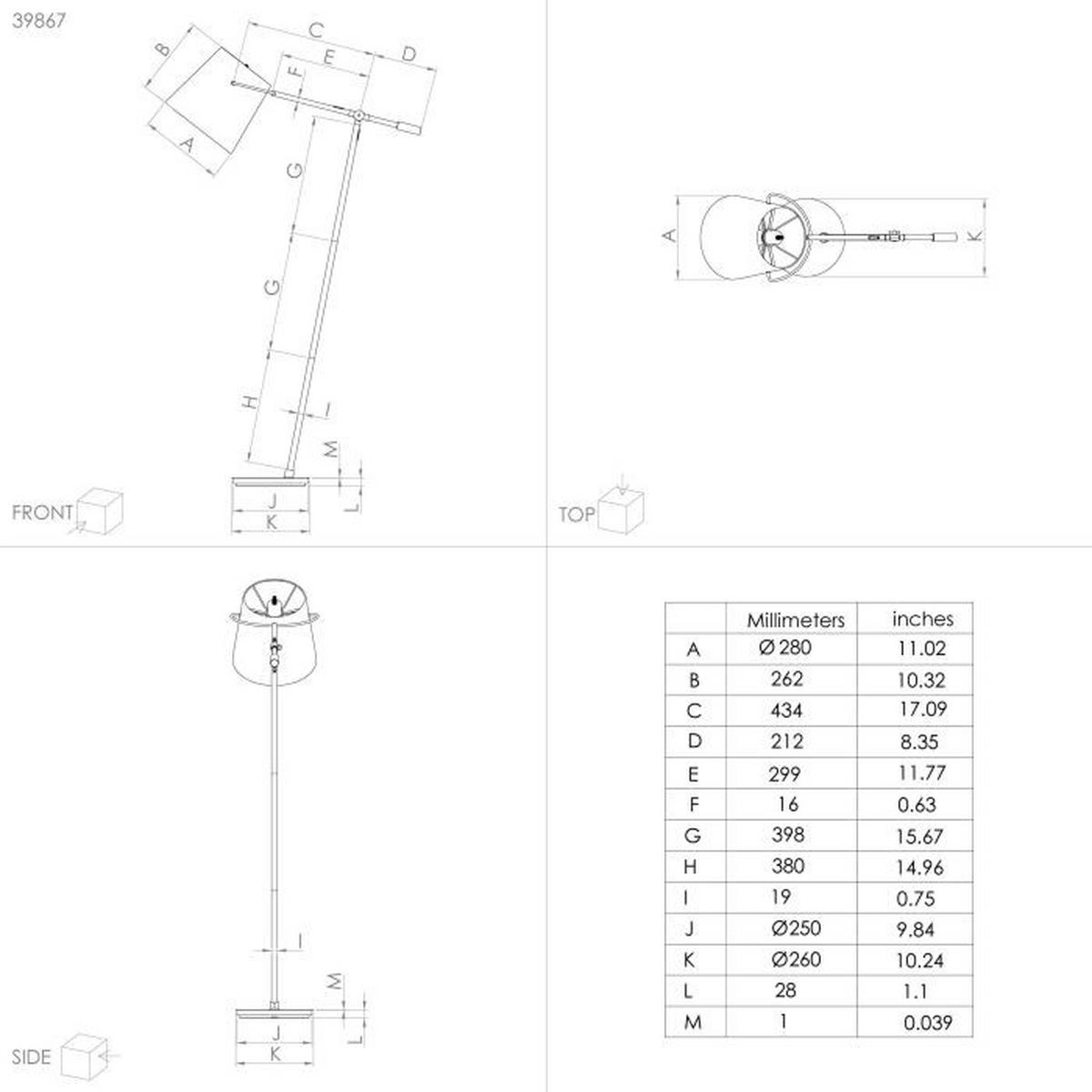Stehleuchte 39867*granadillos - Schwarz, Basics, Textil/Metall (30/80/153cm) - Eglo