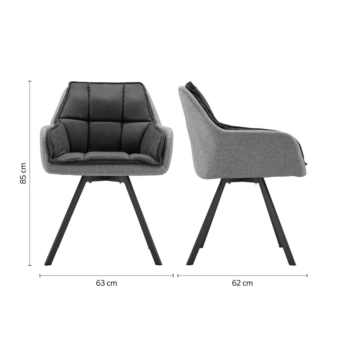 Armlehnstuhl Billy Grau Webstoff Drehbar Gepolstert - Dunkelgrau/Schwarz, MODERN, Holz/Textil (62/85/62cm) - Bessagi Home