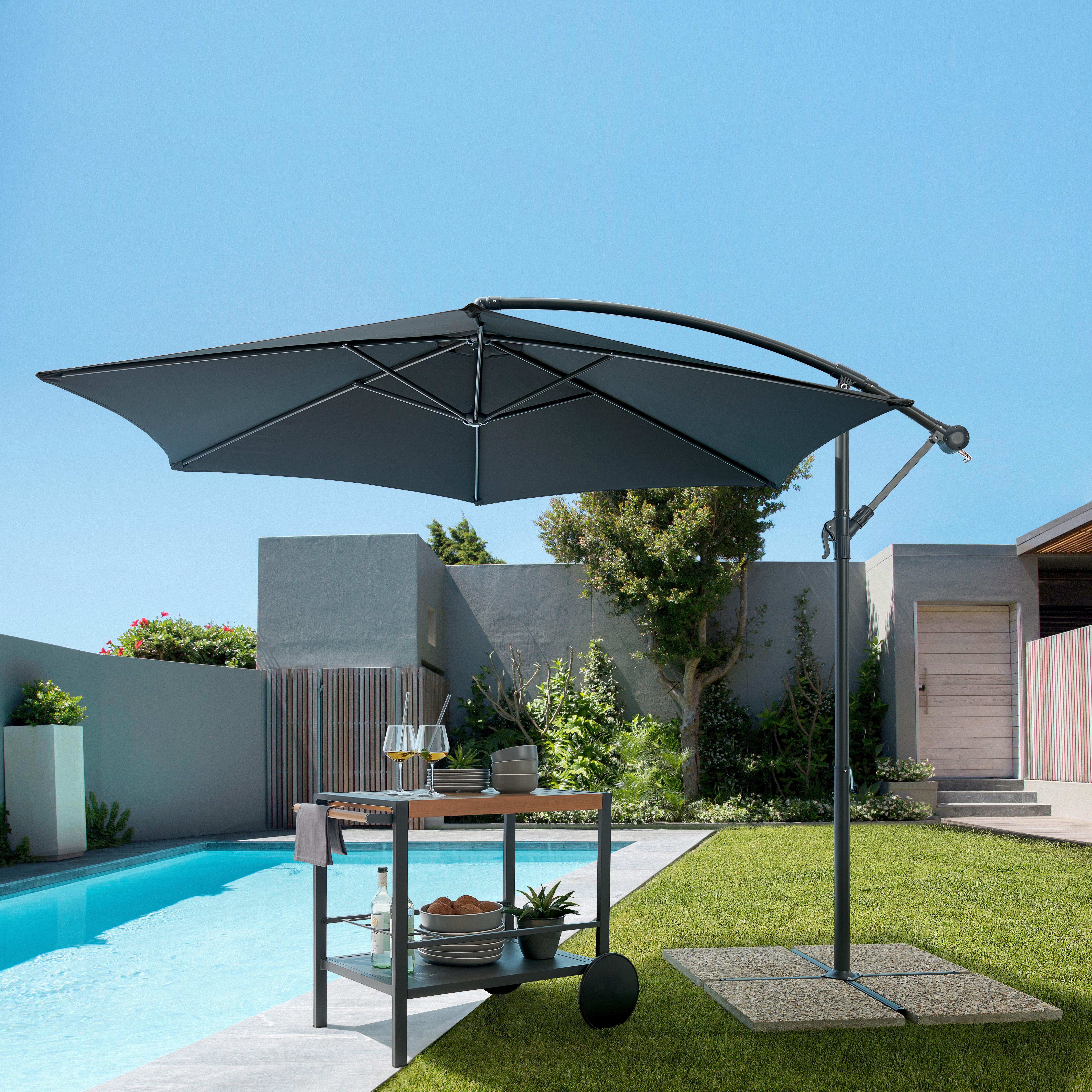 Ampelschirm Gap in Anthrazit ca. 295x245cm - Anthrazit, MODERN, Textil/Metall (295/245cm) - Mömax