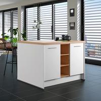 Kücheninsel IP1200 o. Geräte Weiß - Edelstahlfarben/Eichefarben, Basics, Holzwerkstoff/Metall (123,4/91,8/96,6cm) - Impuls