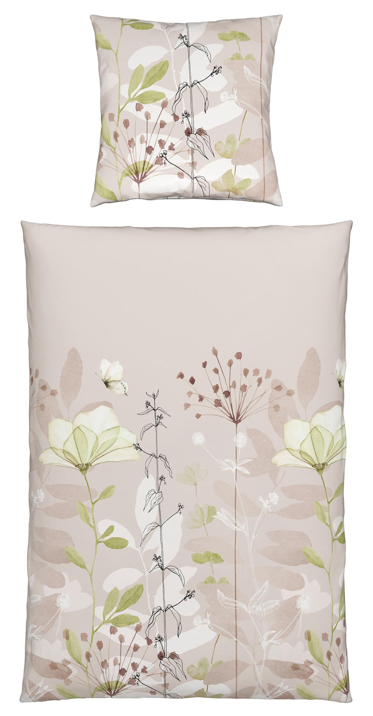 Bettwäsche Laola Beige/Grün ca. 135x200cm - Beige/Grün, ROMANTIK / LANDHAUS, Textil (135/200cm) - Mömax