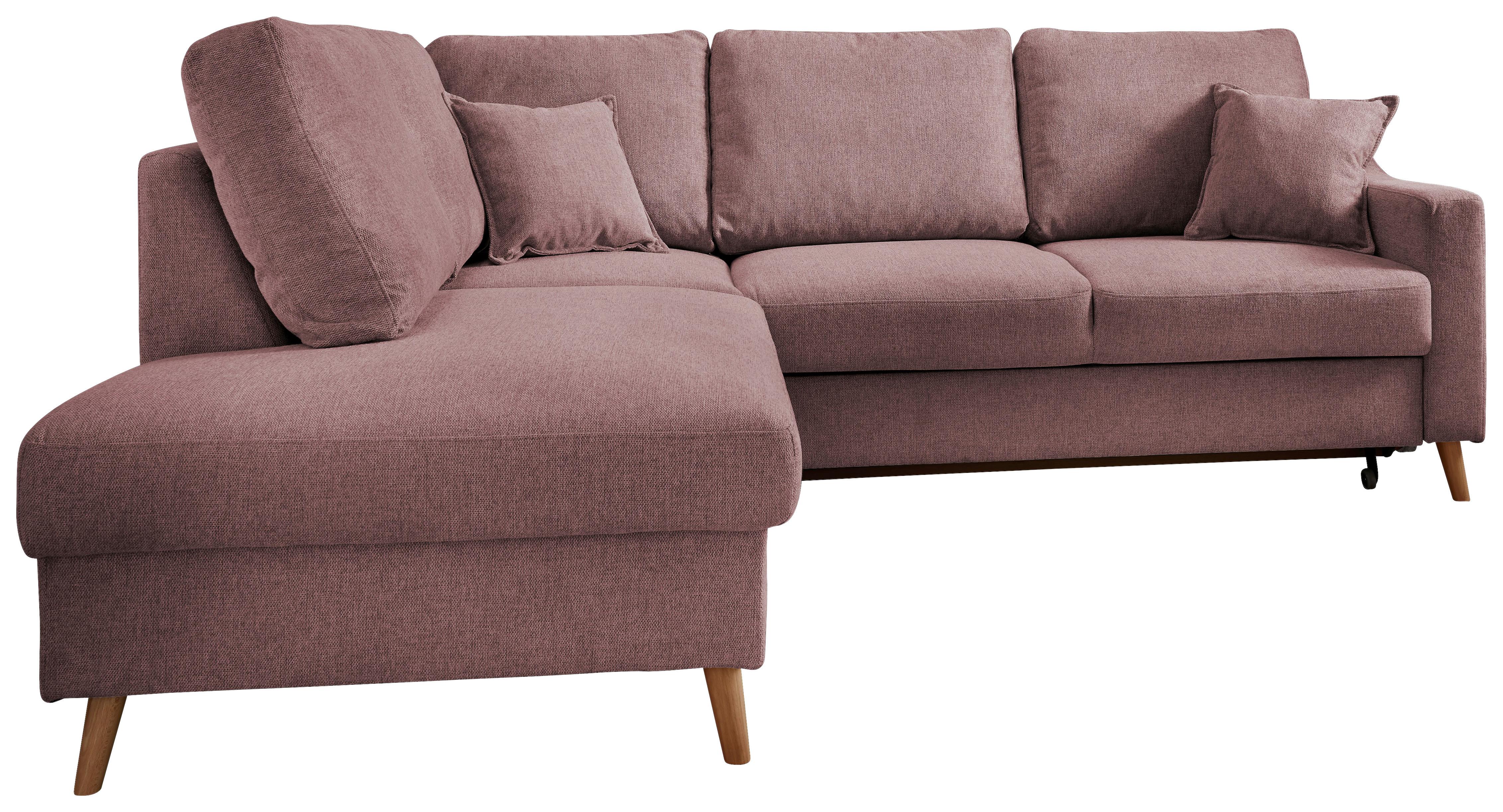 Wohnlandschaft Valentina Rosa Struktur - Rosa/Naturfarben, KONVENTIONELL, Holz/Textil (200/230cm) - P & B