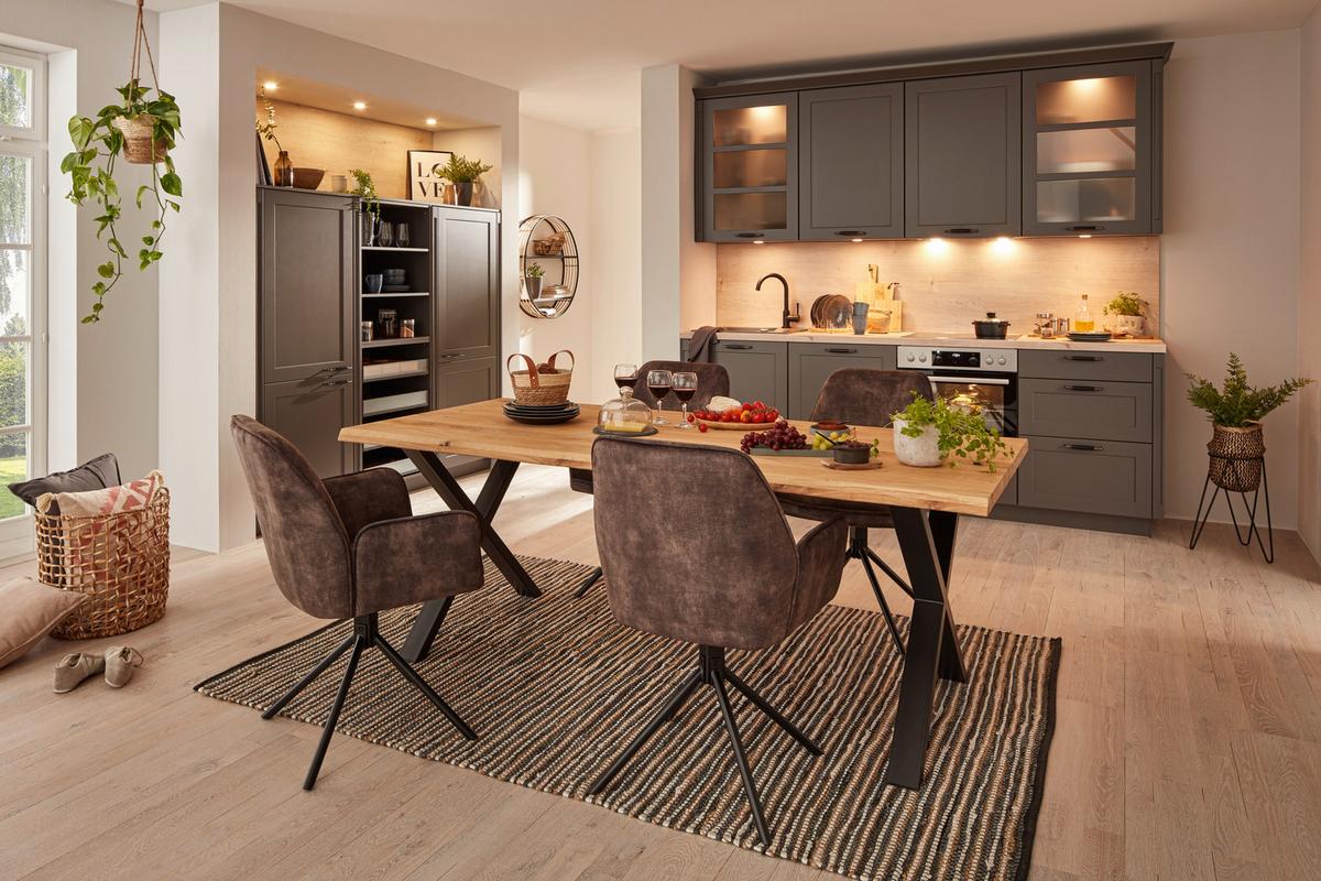 KRZESŁO Z PODŁOKIETNIKAMI OTTAWA - antracytowy/czarny, Modern, metal/tkanina (60/86/62cm) - Premium Living