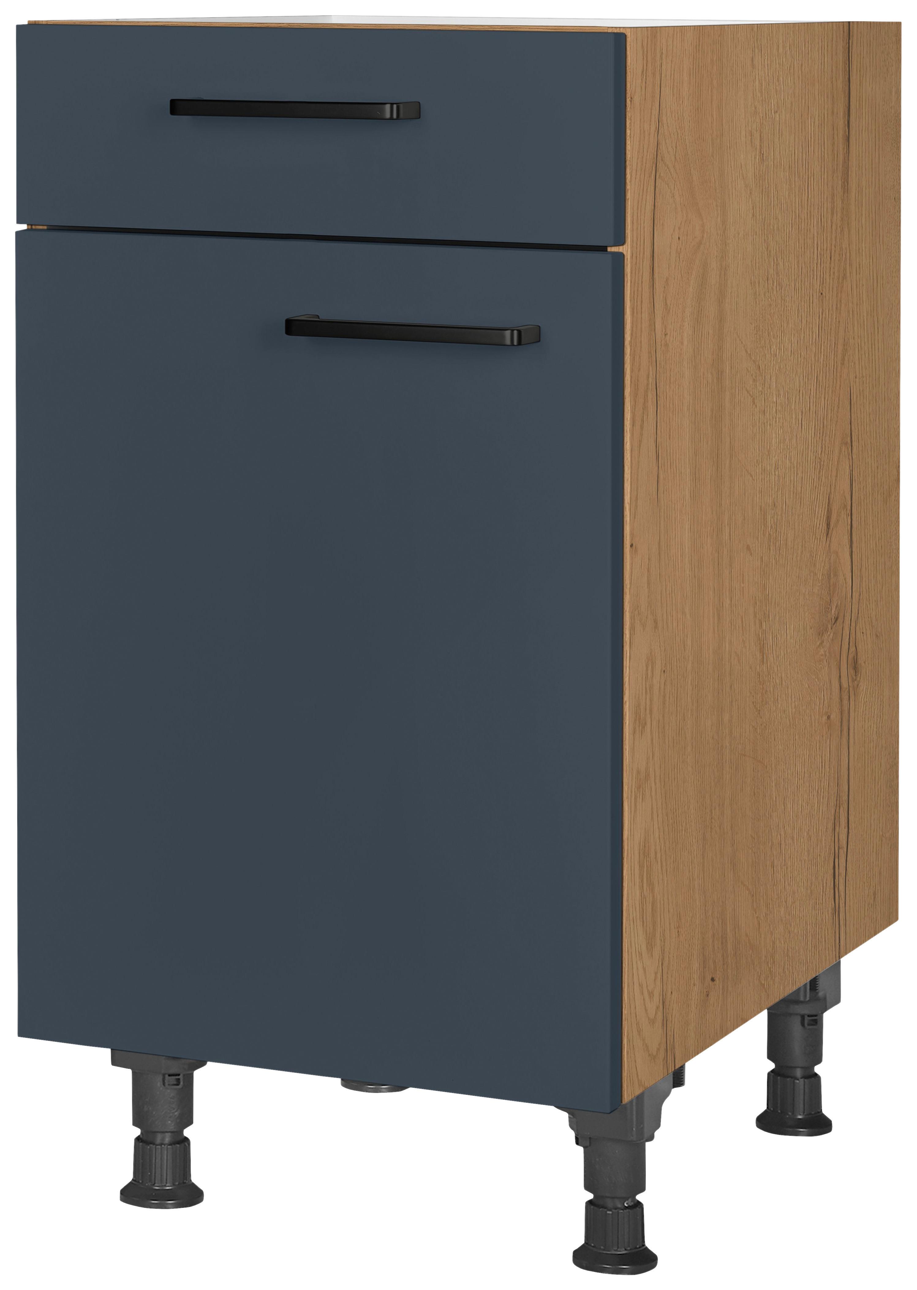 Schubkastenunterschrank Easytouch Blau - Blau/Eichefarben, MODERN, Holzwerkstoff/Metall (45/87/56cm) - Nobilia