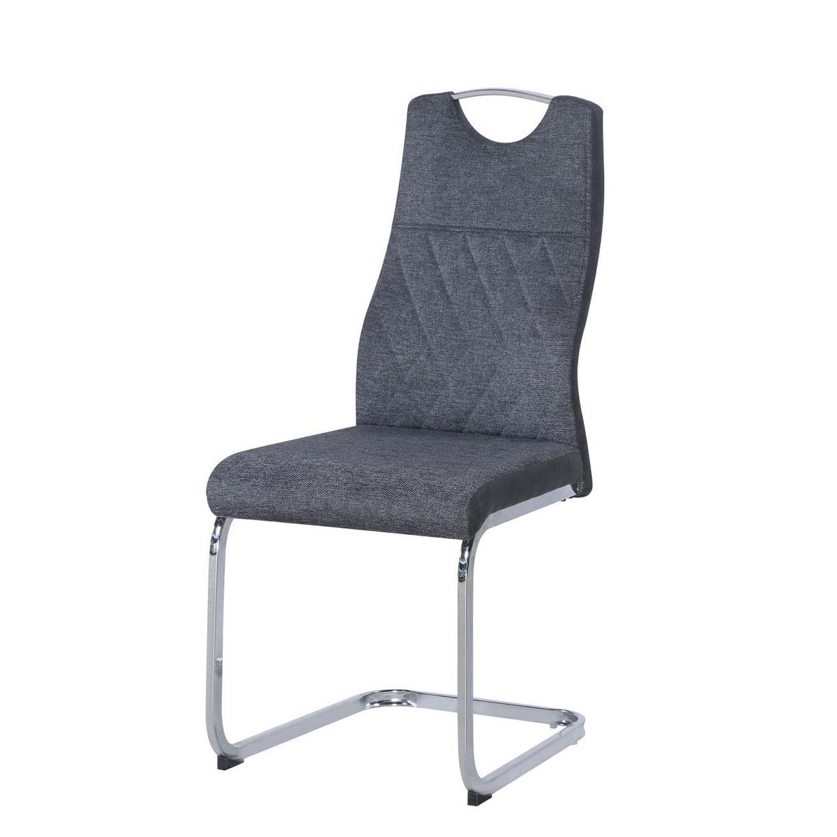 KRZESŁO NA PŁOZIE ADRIAN - antracytowy/kolor chromowy, Design, metal/tkanina (44/101/57cm) - Carryhome