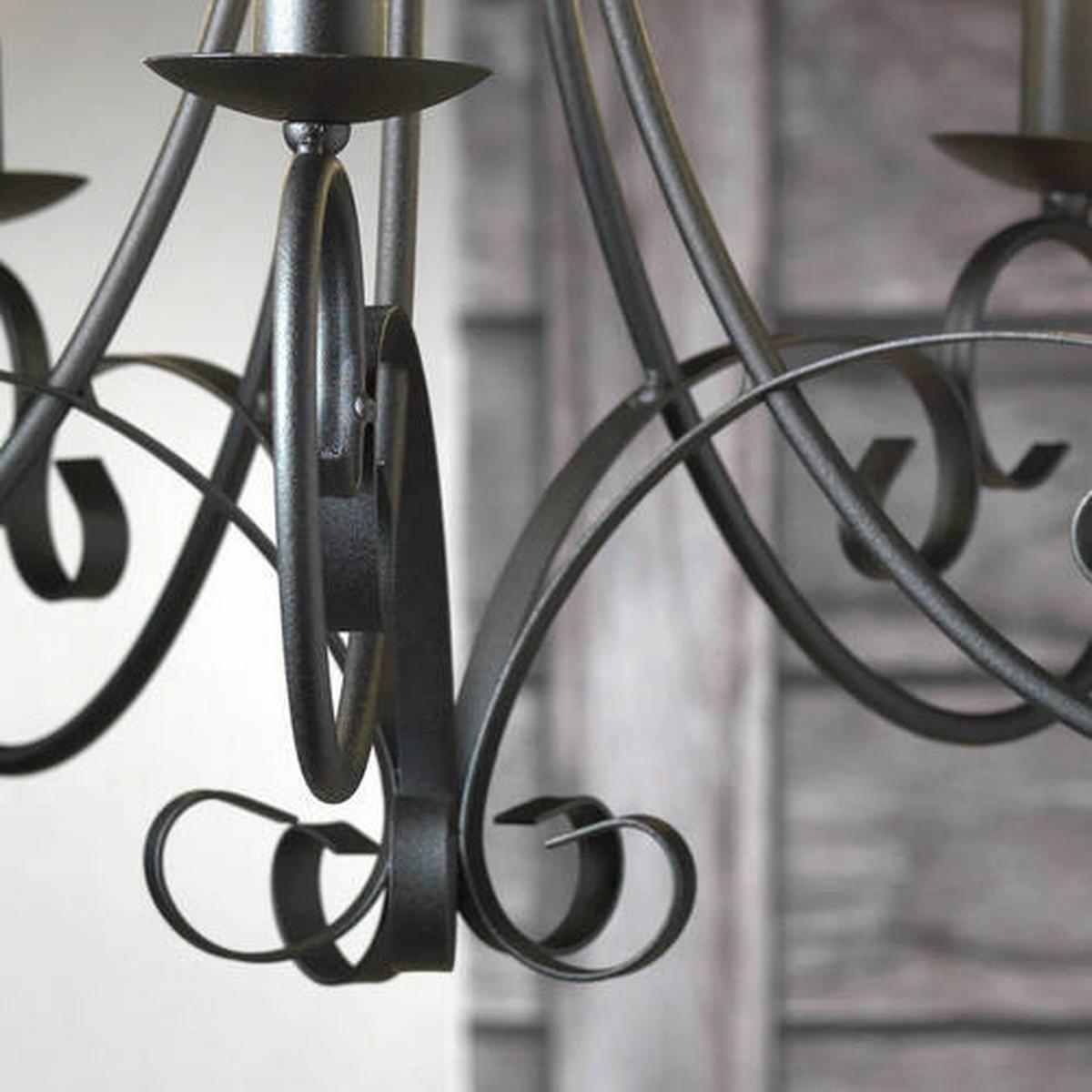 Kronleuchter Pompei Schwarz max. 6 Watt - Schwarz, KONVENTIONELL, Metall (60/110cm)
