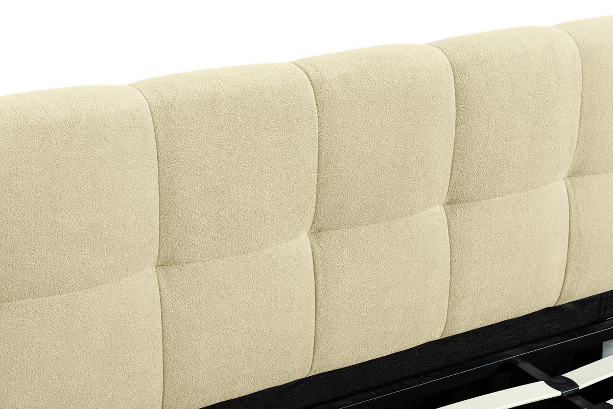 Oblazinjena Postelja Natalia, Bež, 180x200cm - črna/bež, Design, kovina/umetna masa (208/90/228cm) - Livetastic