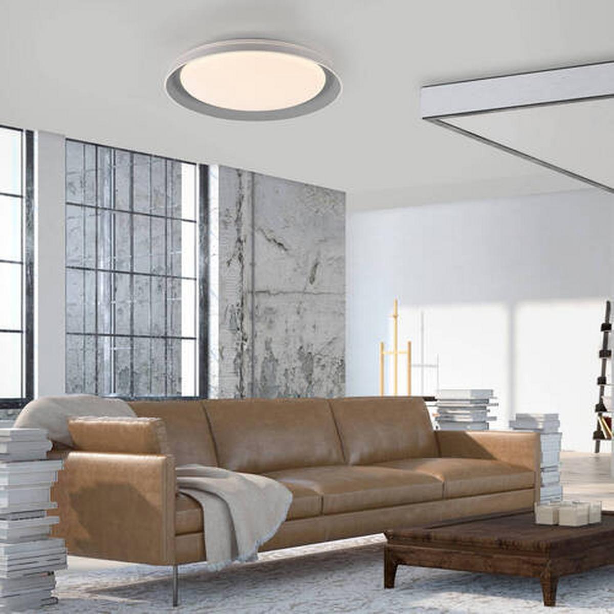 LED-Deckenleuchte Sati Grau max. 19,5 Watt - Grau, MODERN, Kunststoff/Metall (43/43/8,5cm)