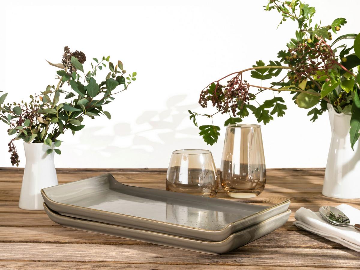 Set Pladnjev Za Serviranje Stone, 2-Delni - siva, Trend, keramika (16,5/33cm) - Creatable